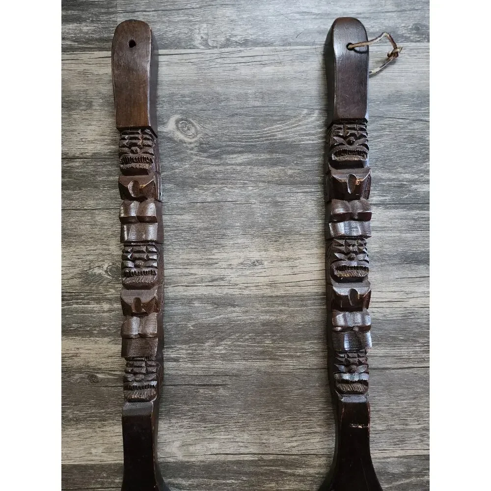 Vintage Mid Century Large Wooden Totem Pole Fork & Spoon Wall Kitchen Decor 28